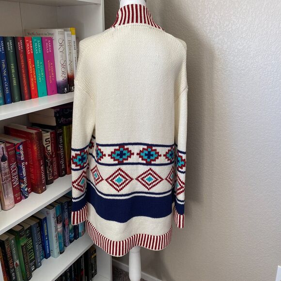 MARINE LAYER The Cora Aztec Cotton Knit Oversized Open Cardigan Sweater XS/S - Picture 7 of 11
